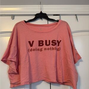 Aerie Pink Graphic Cropped Tee - V Busy